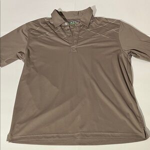AUR Aware Mens Short Sleeve Half Button Polo sz XL Golf Casual Chocolate Brown